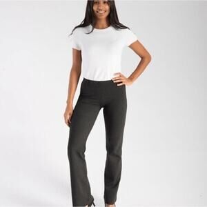Betabrand Gray Pull On Career Classic Dress Pant Yoga Bootcut Pant Size L Petite